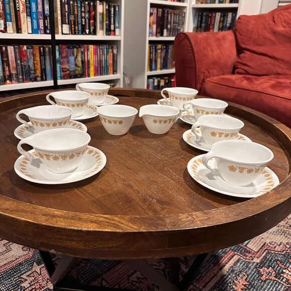 Vintage Pyrex Corelle Corning ware Gold Butterfly Tea Set 18 pieces Cottage Core